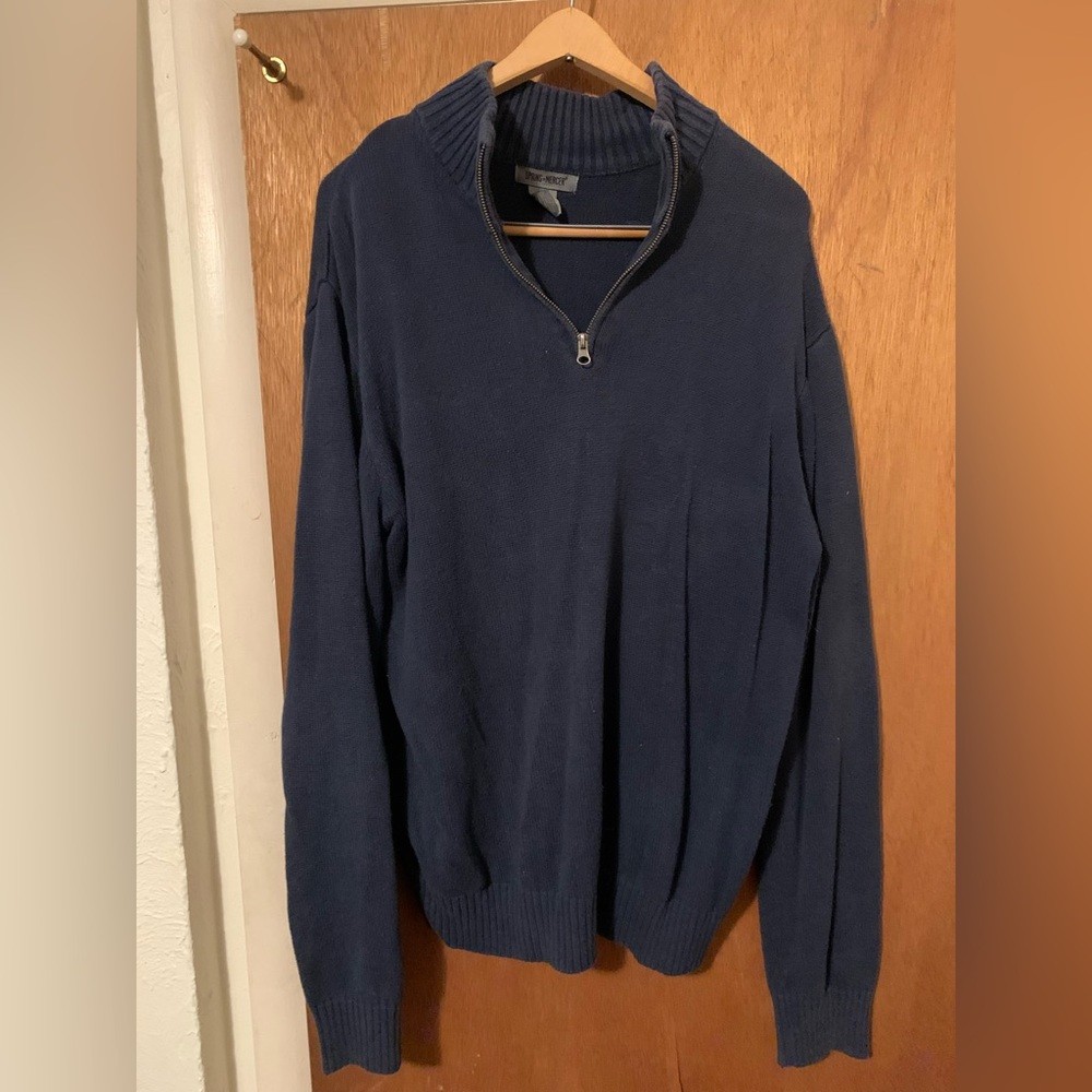 Spring + Mercer Zip Henley Sweater Dark Blue Formal Dream